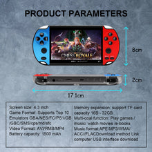 GAMINJA X7 4.3inch Handheld Game Console IPS Screen Video Game Player HD Game Console Built-in 10000 Games For GBA GBC NES GBC