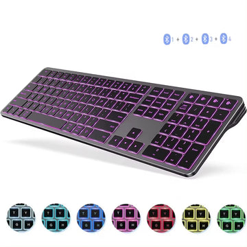 Multi-Device Rechargeable Keyboard Bluetooth Backlit Wireless Keyboard Compatible for Laptop Tablet iPad