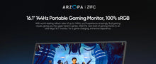 ARZOPA 16.1 inches Portable Monitor,144hz,100%sRGB,1080P FHD,IPS Screen,Z1FC