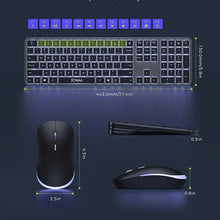 Wireless Ultra Slim Full Size Keyboard and Mouse Combo Rechargeable 2.4G USB Cordless Illuminated Keyboard & Mouse Set