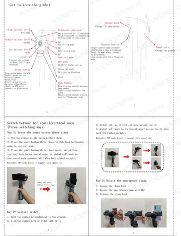 F10 3-Axis Handheld Gimbal Smartphone Stabilizer Cellphone Selfie Stick for Android iPhone Phone Vlog Anti Shake Video Recording