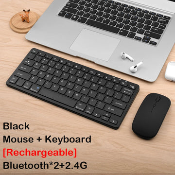 Bluetooth 5.0 & 2.4G Wireless Keyboard and Mouse Combo Mini Multimedia Keyboard Mouse Set For Laptop PC TV iPad Macbook Android