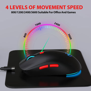 Rechargeable 2.4G USB Wireless Mouse  Adjustable 3600dpi 7 Colors RGB Comfortable Mice for Home Office Laptop Computer Gamer