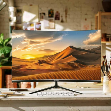 Gawfolk Curved Monitor 32 Zoll 75Hz, 1500R Gaming PC Bildschirm QHD (2560 x 1440p), Rahmenloses Computerbildschirm mit FreeSync