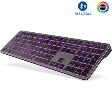 Jomaa Backlit Bluetooth Keyboard for Win & Mac, Multi-Device Slim Rechargeable Wireless Keyboard for Laptop Computer