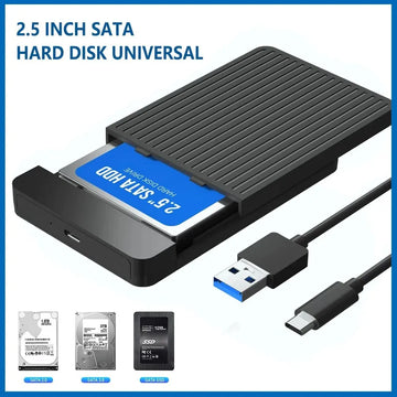 2.5 HDD/SSD Case SATA to USB 3.1/3.0 Adapter Case 6gbps HD External Hard Drive Enclosure Box for Disk HDD Type USB-C Enclosure