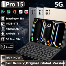 2025 Pro 15 Tablet Android 15 Global Tablets Version Original Tablet PC 10.1inch  HD Pad 16GB+1TB 10000mAh 5G Dual SIM WiFi GPS