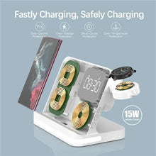 Wireless Charger Stand For iPhone 15 14 Samsung S23 S22 Ultra Fold Z Flip Galaxy Watch Active Buds Fast Charging Station Holder