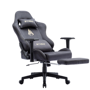 Symino Gaming Chair, Ergonomic Gamer Chair with Footrest, Breathable PC Chair with Adjustable Lumbar Cushion, Headrest Cushion