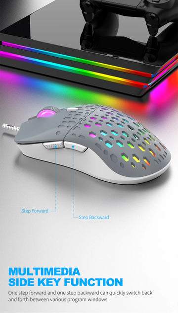 RAIKU G701 Wired 6 Keys Mouse Colorful Lighting Gaming and Office For Microsoft Windows and Apple IOS System