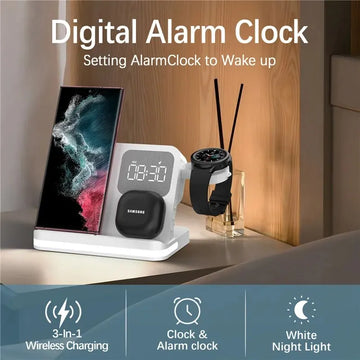 Wireless Charger Stand For iPhone 15 14 Samsung S23 S22 Ultra Fold Z Flip Galaxy Watch Active Buds Fast Charging Station Holder