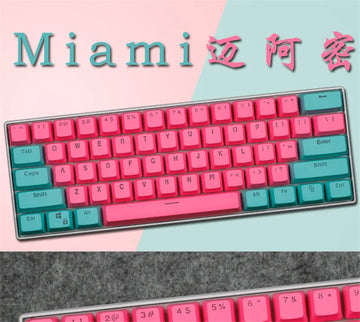 61 Key Set PBT Keycaps Ansi 60% Computer Gamer Mechanical Keyboard Cap Backlight OEM Miami DOLCH GK61 SK61 Anne pro 2 RK61 K617