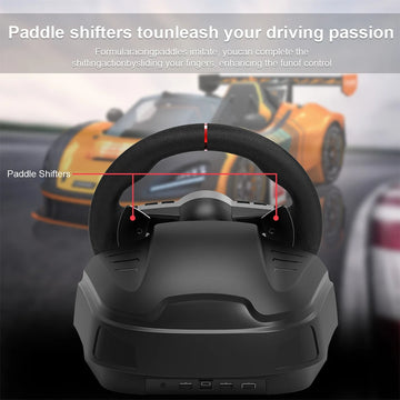 270° Gaming Steering Wheel Simulator Gaming Steering Wheel with Pedal and Shifter PC Steering Wheel for PS3/PS4/Switch/Xbox One