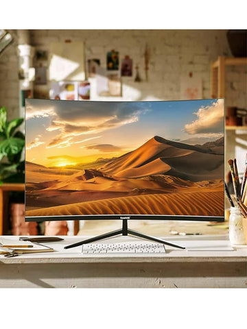 Gawfolk Curved Monitor 32 Zoll 75Hz, 1500R Gaming PC Bildschirm QHD (2560 x 1440p), Rahmenloses Computerbildschirm mit FreeSync