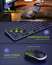 Wireless Ultra Slim Full Size Keyboard and Mouse Combo Rechargeable 2.4G USB Cordless Illuminated Keyboard & Mouse Set