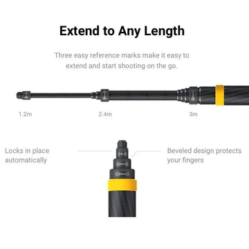 3m Invisible Selfie Stick For Insta360 X3/One X2/One R Camera Accessories Carbon Fiber Invisible Extended Edition Selfie Stick