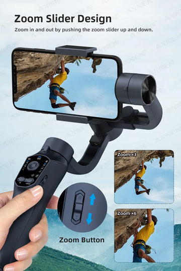 F10 3-Axis Handheld Gimbal Smartphone Stabilizer Cellphone Selfie Stick for Android iPhone Phone Vlog Anti Shake Video Recording