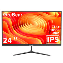 GreBear IPS Computer Monitor 24 Inch, FHD 1080p PC Monitor ,5ms(GTG) 99% sRGB,Ultra Slim, LED Low Blue Light An