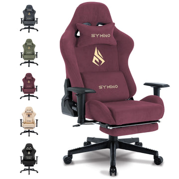 Symino Gaming Chair, Ergonomic Gamer Chair with Footrest, Breathable PC Chair with Adjustable Lumbar Cushion, Headrest Cushion