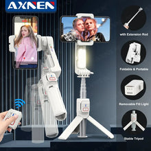 AXNEN A10 Smartphone Handheld Gimbal with Fill Light Extension Rod Remote,Cellphone Video Record Stabilizer for iPhone Android