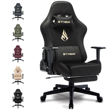 Symino Gaming Chair, Ergonomic Gamer Chair with Footrest, Breathable PC Chair with Adjustable Lumbar Cushion, Headrest Cushion