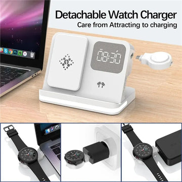 Wireless Charger Stand For iPhone 15 14 Samsung S23 S22 Ultra Fold Z Flip Galaxy Watch Active Buds Fast Charging Station Holder