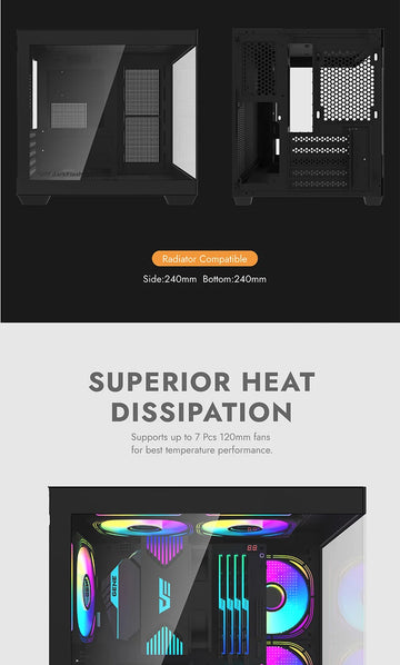 Darkflash C275P PC Case Sea View Room Gaming Computer Desktop M-ATX Motherboard  Double-Sided Tempered Glass PC Gamer Cabinet