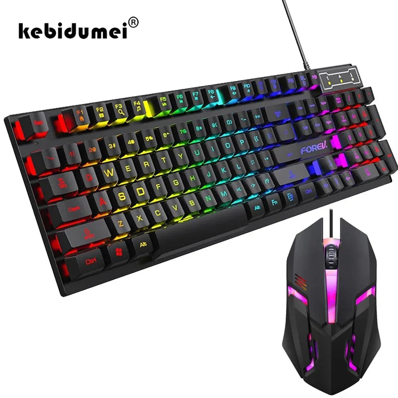 Mechanical Keyboard & Mouse Set 104 Keys — Backlit, Water Resistant