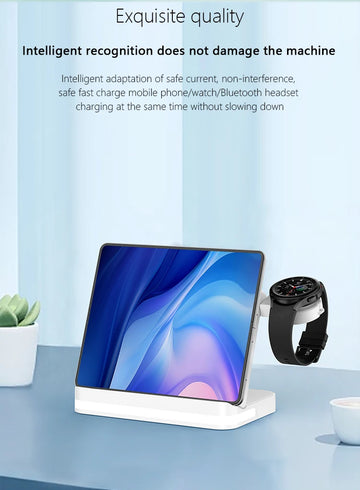 Wireless Charger Stand For iPhone 15 14 Samsung S23 S22 Ultra Fold Z Flip Galaxy Watch Active Buds Fast Charging Station Holder