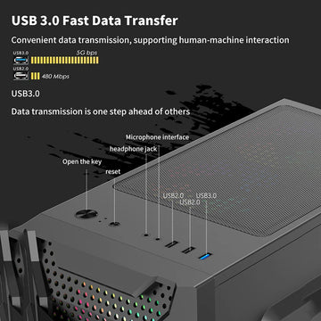 Transparent Computer Case For ATX/M-ATX/ITX Motherboard 2*SSD+HDD PC Tower 360mm Fans USB3.0 150mm CPU Fans High 300mm GPU