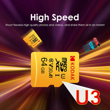 Original Kodak U3 A1 V30 MicroSD 128GB 32GB 64GB 256GB Class 10 Cards 32 64 128 256 GB Video Phone Memory Card