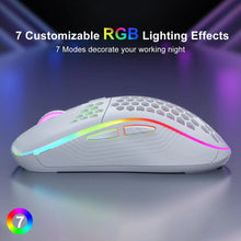 2.4G Wireless Mouse with RGB Backlit 6-button 3-speed DPI Type C Rechargeable Ergonomic Honeycomb Design Gaming Mouse